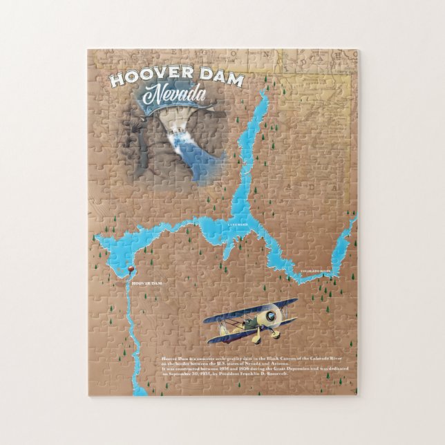 Hoover Dam Nevada map Jigsaw Puzzle (Vertical)
