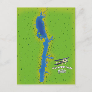 Hoover Dam Ohio Cartographic Map Postcard
