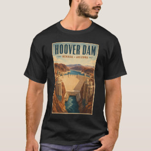 Hoover Dam Power Plant Illustration Travel Art T-Shirt