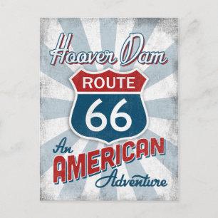 Hoover Dam Route 66 Vintage America Postcard
