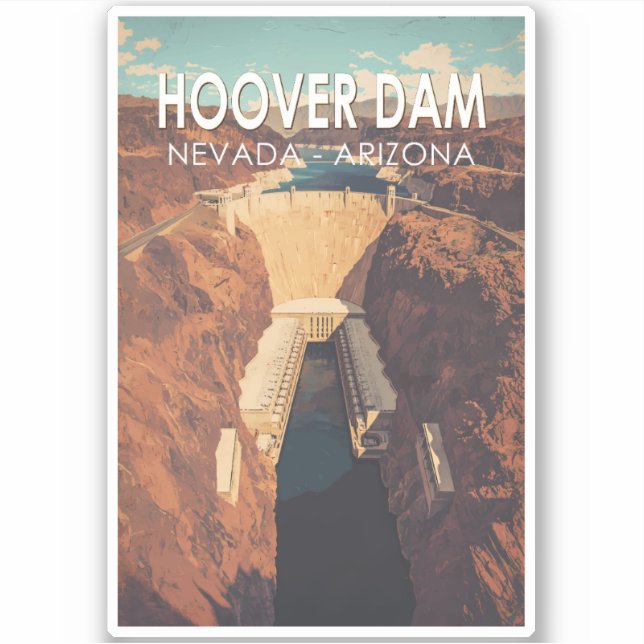 Hoover Dam Travel Art Vintage Sticker (Front)