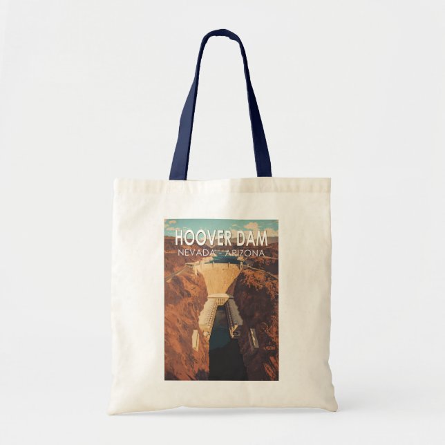 Hoover Dam Travel Art Vintage Tote Bag (Front)