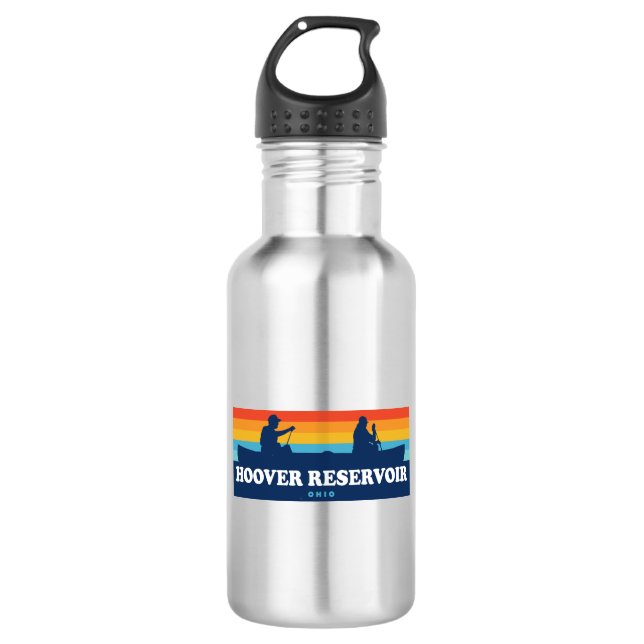 Hoover Reservoir Ohio Canoe Stainless Steel Water Bottle (Front)