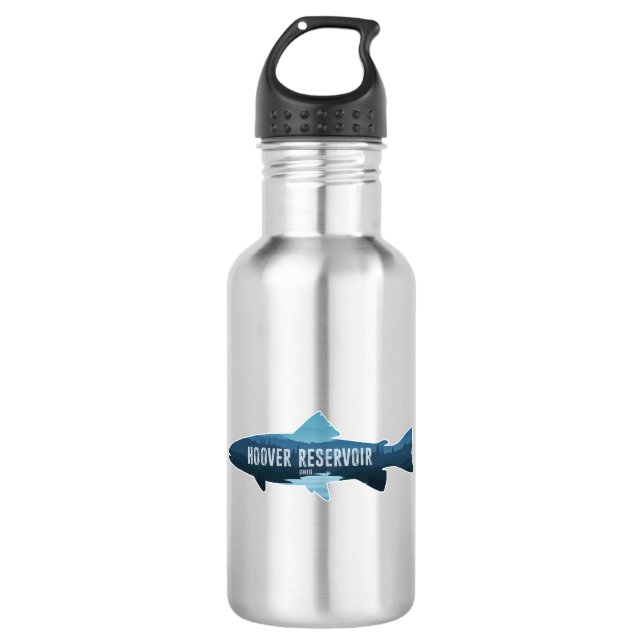 Hoover Reservoir Ohio Fish Stainless Steel Water Bottle (Front)