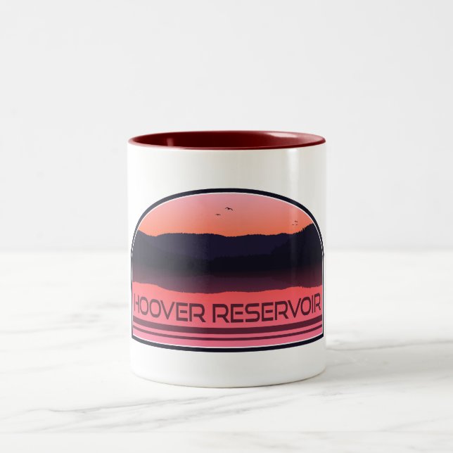 Hoover Reservoir Ohio Red Sunrise Two-Tone Coffee Mug (Center)