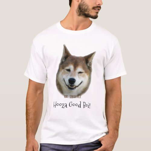 Hooza Good Boi Dog Shiba Inu Custom Pet Photo T_Shirt