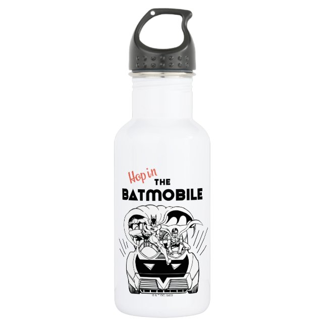 Hop in the Batmobile Stainless Steel Water Bottle (Front)