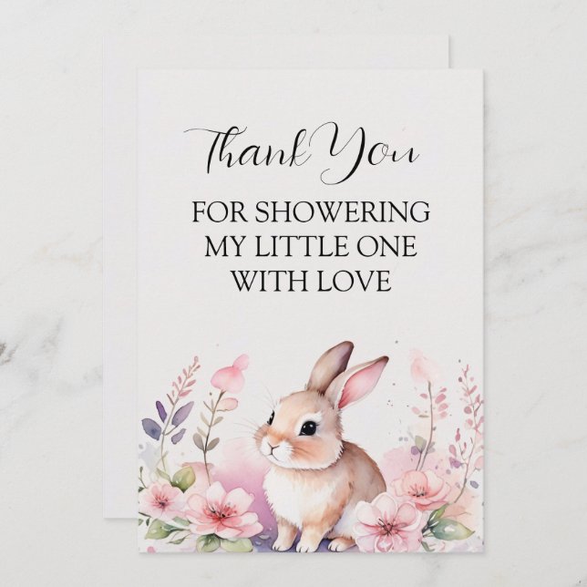 Hop Into Happiness With Modern Rabbit Thank You Card (Front/Back)