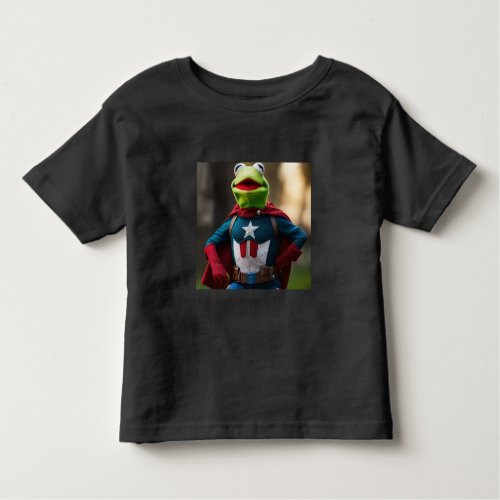 Hop into Heroism Kids Frog Captain America Dres Toddler T_shirt