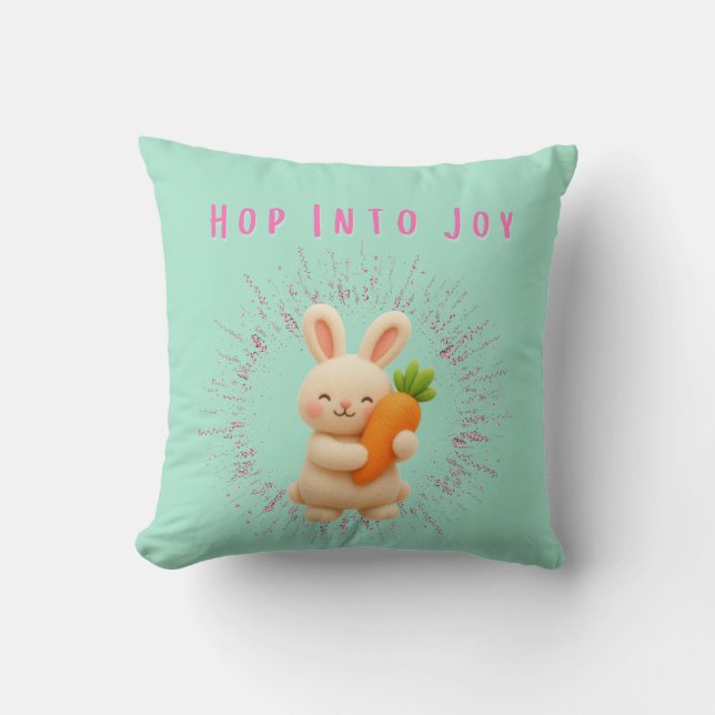 Hop Into Joy Throw Pillow (Front)