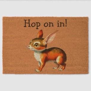 "Hop on In!" Cute Bunny Rabbit Coir Mat