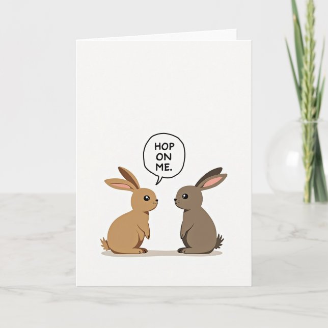Hop On Me Funny Rabbit Card (Front)
