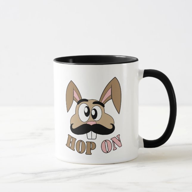 Hop On Mustache Rabbit Mug (Right)