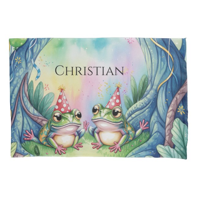 Hop On Over Birthday Party Gift Pillow Case (Front)