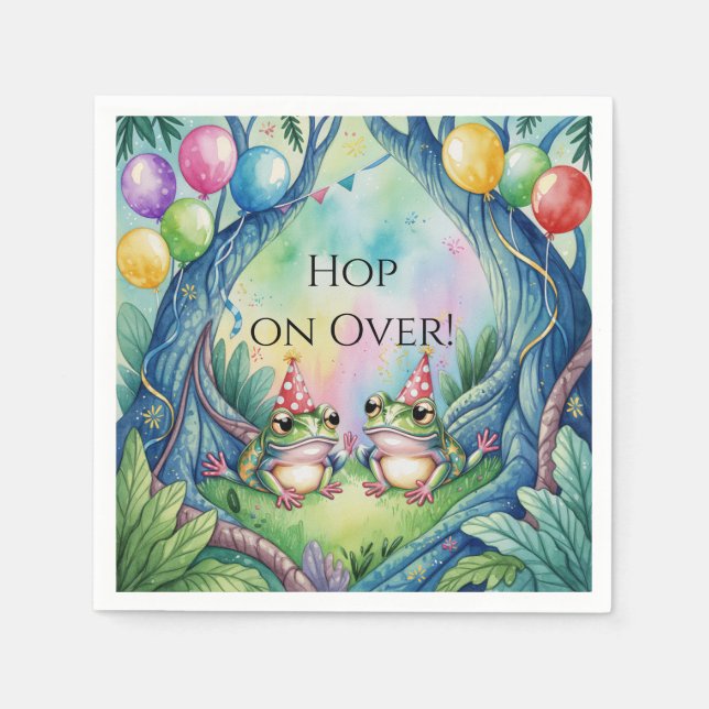 Hop On Over Birthday Party Napkins (Front)