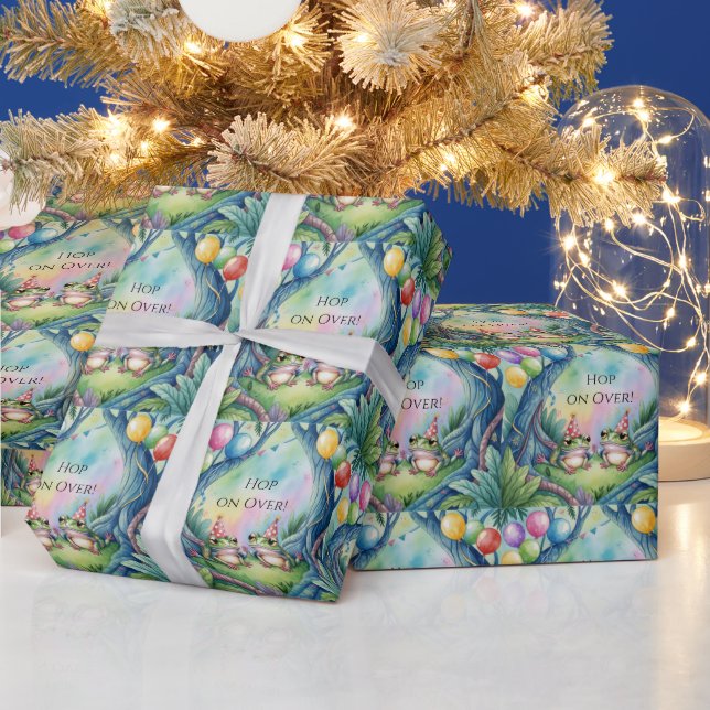 Hop On Over Birthday Party  Wrapping Paper (Holidays)