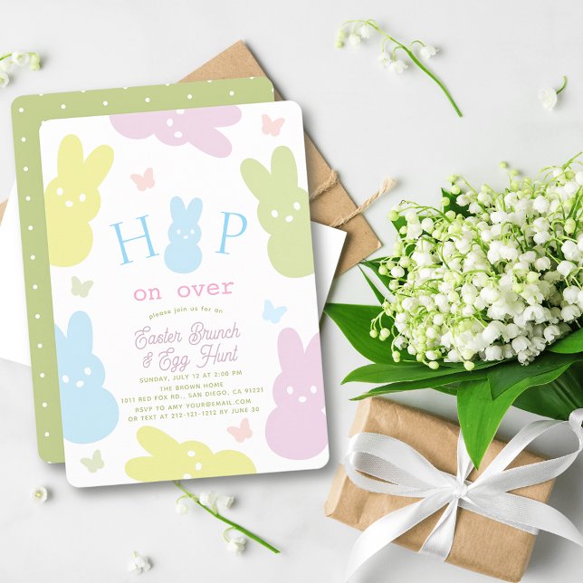 Hop on Over Bunny & Butterfly Easter Brunch Invitation (Creator Uploaded)