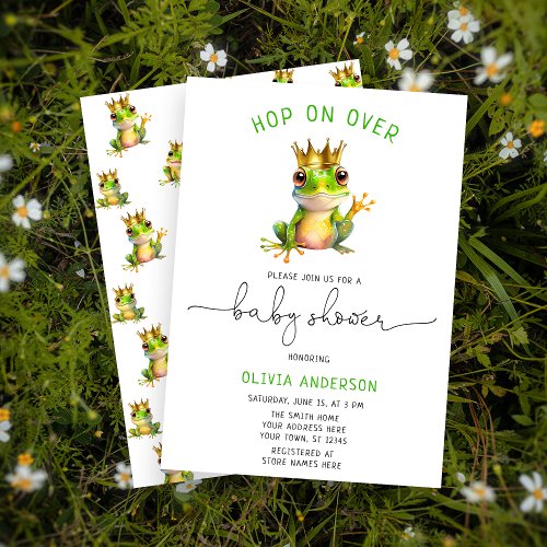 Hop On Over Cute Frog Prince Baby Shower Invitation