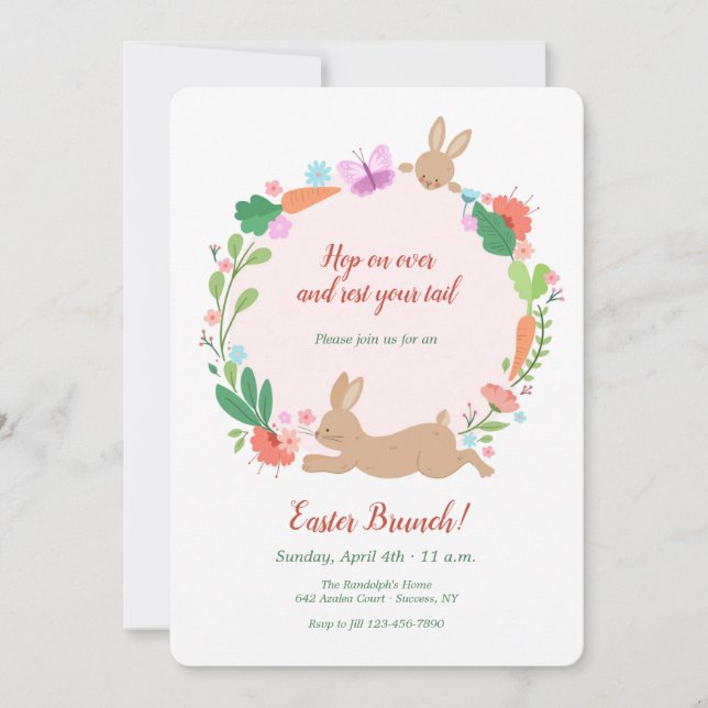 Hop On Over East Brunch Invitation (Front)