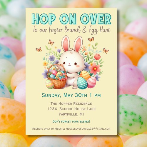 Hop On Over Easter Brunch and Egg Hunt Invitation