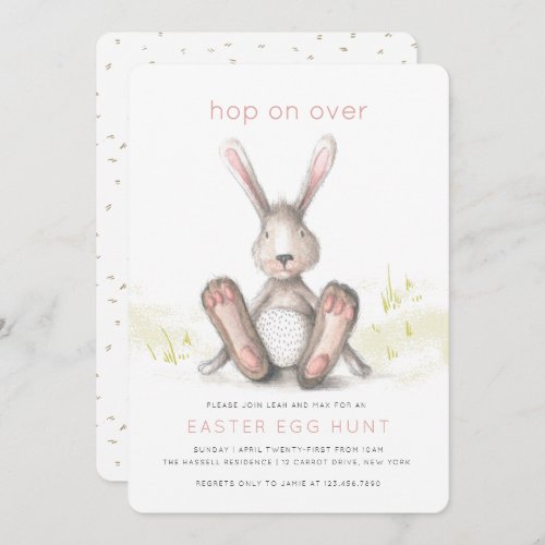 Hop on Over Easter Brunch Egg Hunt Invitation