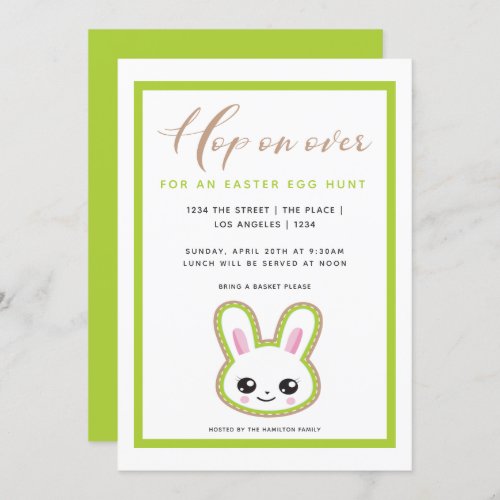 Hop On Over Easter Egg Hunt Bunny Personalized Invitation