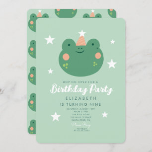 Hop on Over Frog Birthday  Invitation