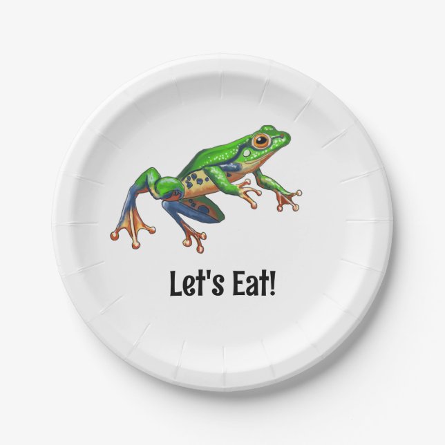 Hop On Over Frog Birthday Paper Plates (Front)