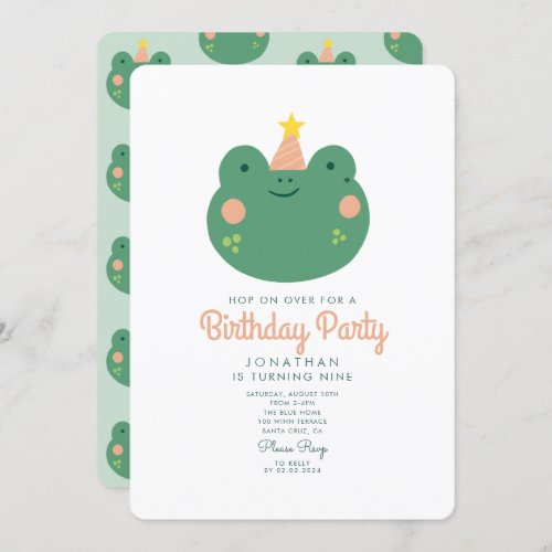 Hop on over Frog birthday party  Invitation