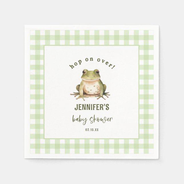 Hop On Over Frog Theme Baby Shower Napkins (Front)
