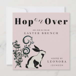Hop On Over Modern Bunny Easter Brunch Invitation