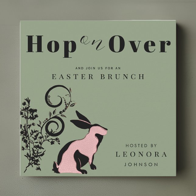 Hop On Over Modern Bunny Easter Brunch Invitation (Creator Uploaded)