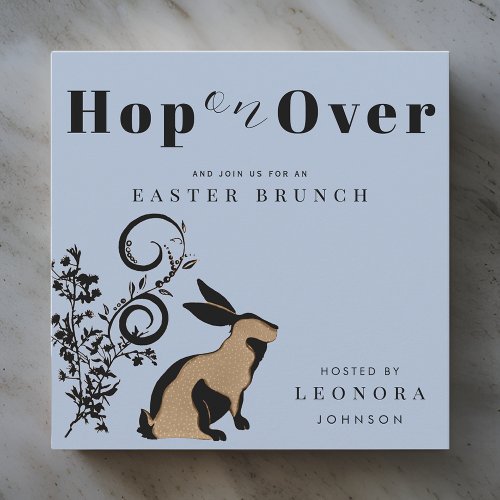 Hop On Over Modern Bunny Easter Brunch Invitation
