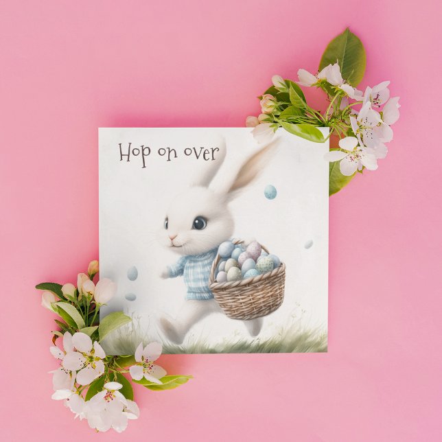 Hop On Over | Watercolor Bunny Easter Party  Invitation (Creator Uploaded)