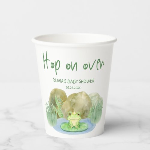 Hop on over Watercolor Princess Frog Baby Shower Paper Cups