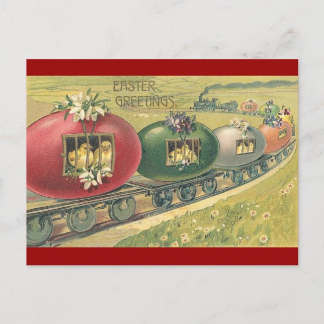 Hop on The Easter Egg Train ! Holiday Postcard (Front)