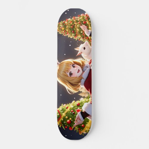 Hop  Roll into Festive Fun Anime Rabbit Skateboard