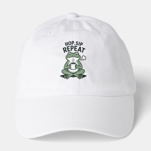 Hop Sip Repeat Funny Frog Coffee Design Hat