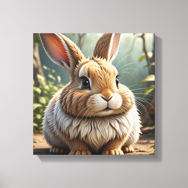 Hop to Happiness: Funny Bunny Sitting Pretty Canvas Print (Front)