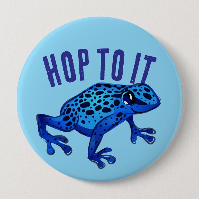 Hop To It Blue Frog Button (Front)
