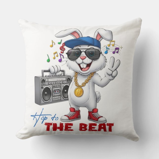 Hop to the Beat Throw Pillow (Front)