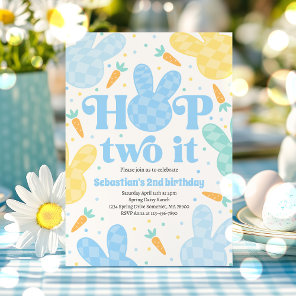 Hop Two It Bunny 2nd Birthday Boy Bunny Party Invitation