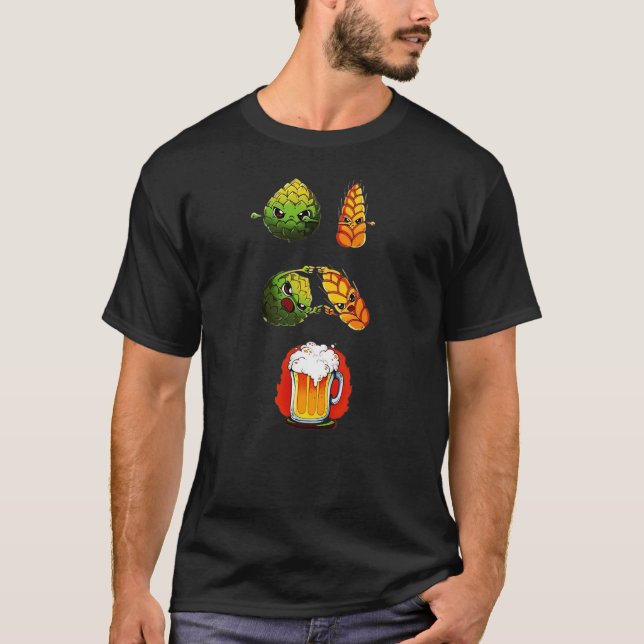 hop, wheat, beer. dbz satira fusion T-Shirt (Front)