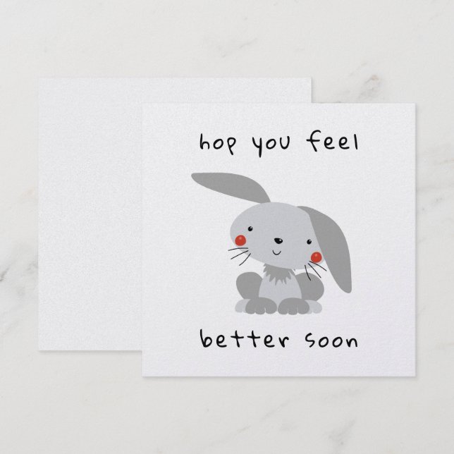Hop You Feel Better Soon Cute Bunny Rabbit Card | Zazzle