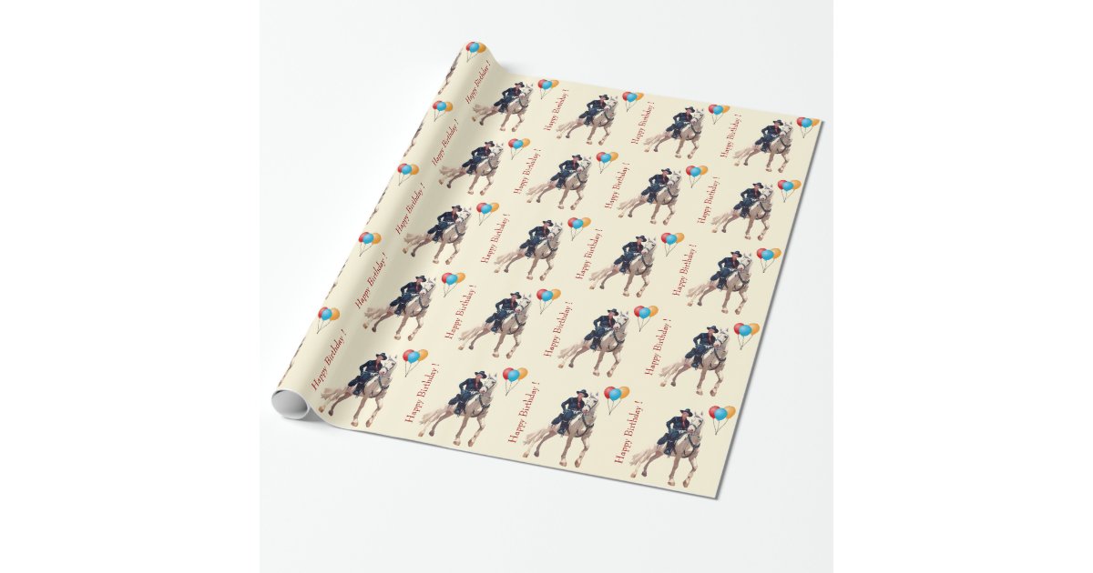 Western Cowboy Rodeo Pattern Beige Wrapping Paper