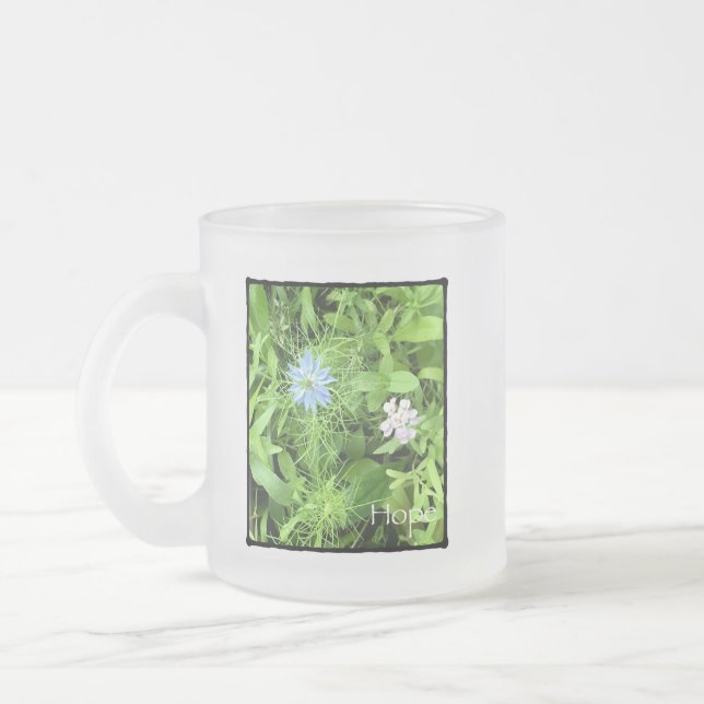 Hope 10 oz frosted glass coffee mug (Left)