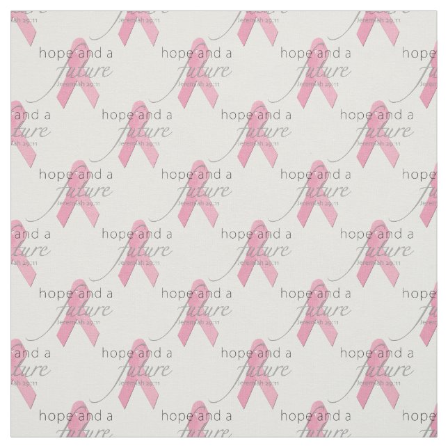 Hope & a Future Pink Ribbon Pattern Fabric (Swatch)