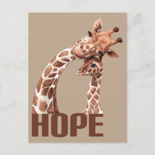 Hope Adorable Mom and Baby Giraffe Postcard