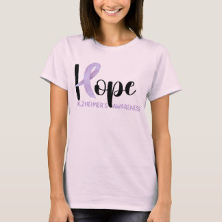 "Hope" Alzheimer's Awareness Purple Ribbon Script T-Shirt