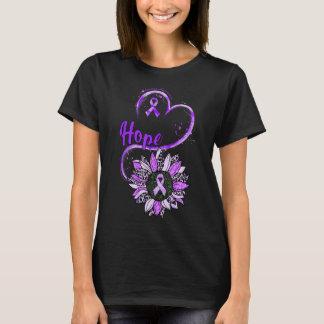 Hope Alzheimer's Awareness Purple Ribbon Sunflower T-Shirt